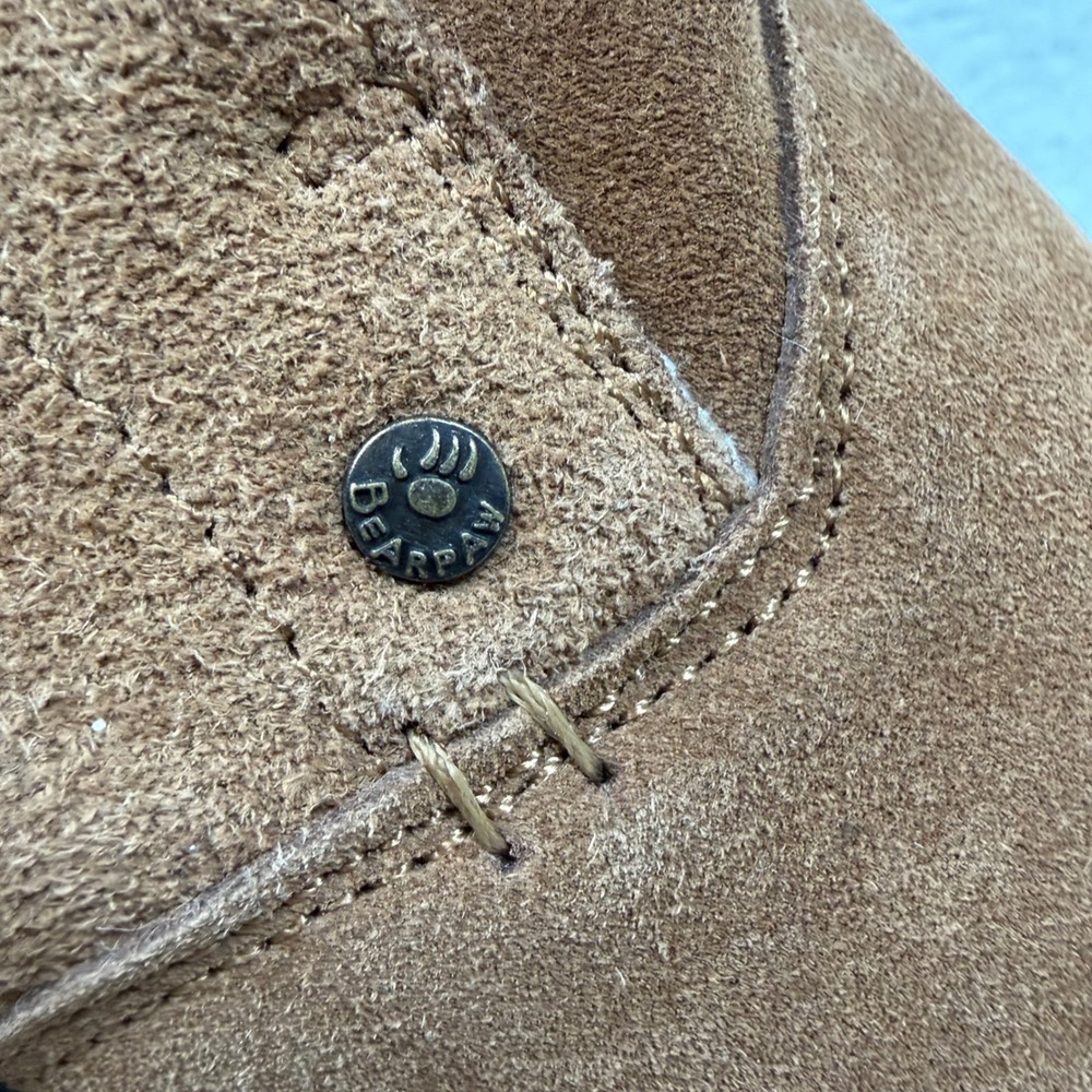 Bearpaw Women Brown Suede Cutout Block Heel Ankle Booties Size 10 - Picture 13 of 15
